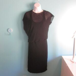 Velvet Brand Black Bodycon Tank Dress Size S with Attached Sheer Top